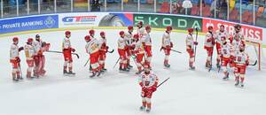 Hokejisté extraligového celku Mountfield Hradec Králové (foto ze zápasu CHL proti dánskému Odense, sezona 25/26)