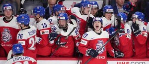 Česká hokejová reprezentace do 20 let slaví gól během MS juniorů v hokeji 2023