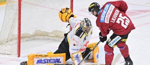 Brankář Šimon Zajíček a útočník Jani Lajunen v utkání Sparty s Litvínovem v hokejové extralize 2023-2024 Brankář Šimon Zajíček a útočník Jani Lajunen v utkání Sparty s Litvínovem v hokejové extralize 2023-2024