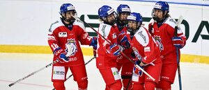 Hokej, ženy, české reprezentantky oslavují gól v zápase s Německem na finálovém turnaji Euro Hockey Tour žen v Liberci