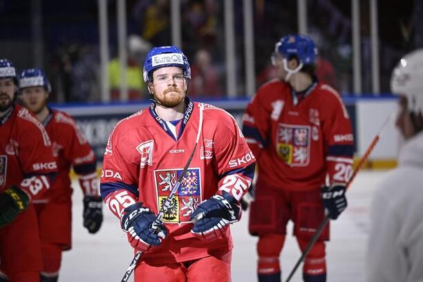 Útočník David Kaše v zápase Česka proti Finsku na Beijer Hockey Games 2024