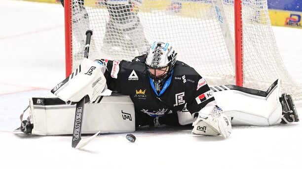 Hokej, extraliga, brankář Dominik Frodl z HC Energie Karlovy Vary