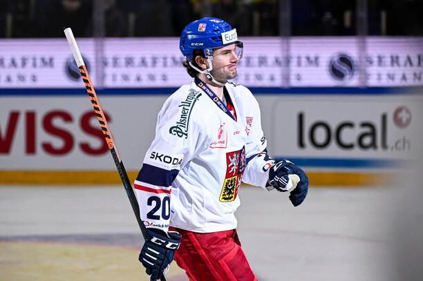 Obránce české hokejové reprezentace Petr Zámorský během zastávky EHT ve Švýcarsku, nadcházející Betano Hockey Games 2024 proběhnou v Brně