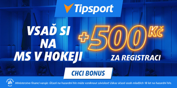 Tipsport: Bonus za registraci během MS v hokeji