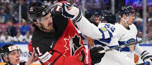 Jack McBain a Mikael Seppala ve čtvrtfinále MS v hokeji 2023, na MS 2024 v Praze se Kanada a Finsko střetnou už ve skupině