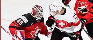 Švýcarsko vs. Kanada, MS v hokeji 2024, momentka z předešlého vzájemného duelu na MS 2023