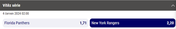 Tip na play off NHL 2024 - série New York Rangers vs. Florida Panthers