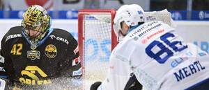 Zápas Tipsport ELH, Plzeň vs. Litvínov, závar před litvínovským gólmanem Matejem Tomkem Zápas Tipsport ELH, Plzeň vs. Litvínov, závar před litvínovským gólmanem Matejem Tomkem