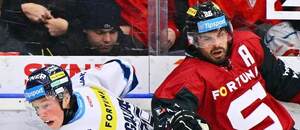 Utkání 24. kola hokejové extraligy: Liberecký bek Tomáš Galvas (vlevo) v souboji s útočníkem Sparty Michalem Řepíkem Utkání 24. kola hokejové extraligy: Liberecký bek Tomáš Galvas (vlevo) v souboji s útočníkem Sparty Michalem Řepíkem
