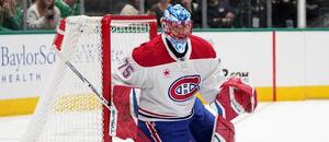Brankář Montrealu Canadiens Jakub Dobeš v zápase NHL. Brankář Montrealu Canadiens Jakub Dobeš v zápase NHL.