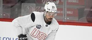 Auston Matthews během tréninku před turnajem NHL 4 Nations Face-Off Auston Matthews během tréninku před turnajem NHL 4 Nations Face-Off