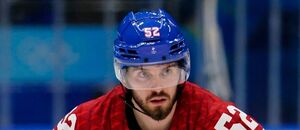 Reprezentační útočník Michael Špaček v akci na ZOH 2022