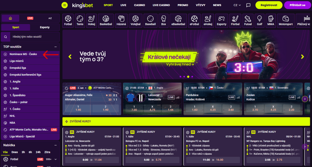 Kingsbet kurzy na českou nominaci na MS v hokeji 2025