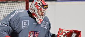Brankář Ondřej Kacetl na tréninku české hokejové reprezentace. Brankář Ondřej Kacetl na tréninku české hokejové reprezentace.