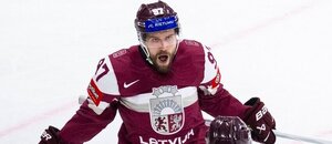 Útočník Haralds Egle radující se z gólu v zápase se Slovenskem Útočník Haralds Egle radující se z gólu v zápase se Slovenskem