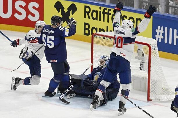 MS v hokeji, USA vs. Finsko, fotka ze zápasu na MS v roce 2023