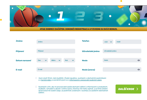 fBet - registrační formulář