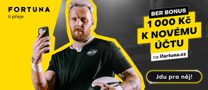 Fortuna bonus 1000 Kč na konto za registraci a první vklad Fortuna bonus 1000 Kč na konto za registraci a první vklad