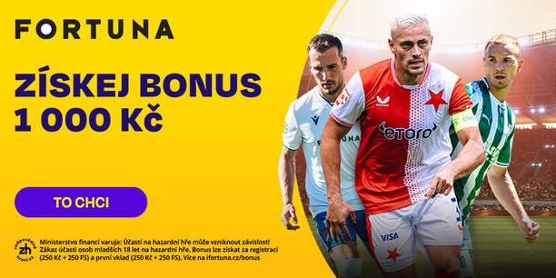 Fortuna rozdává bonus 1&nbsp;000&nbsp;Kč za registraci