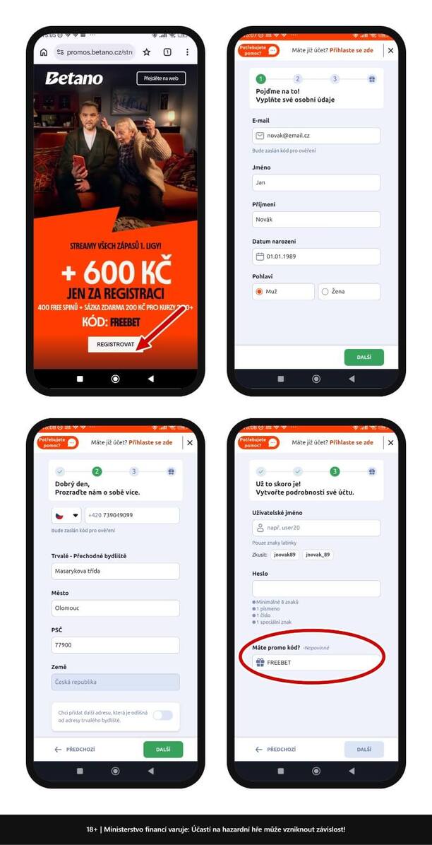 Kam vložit kód při registraci u&nbsp;Betana