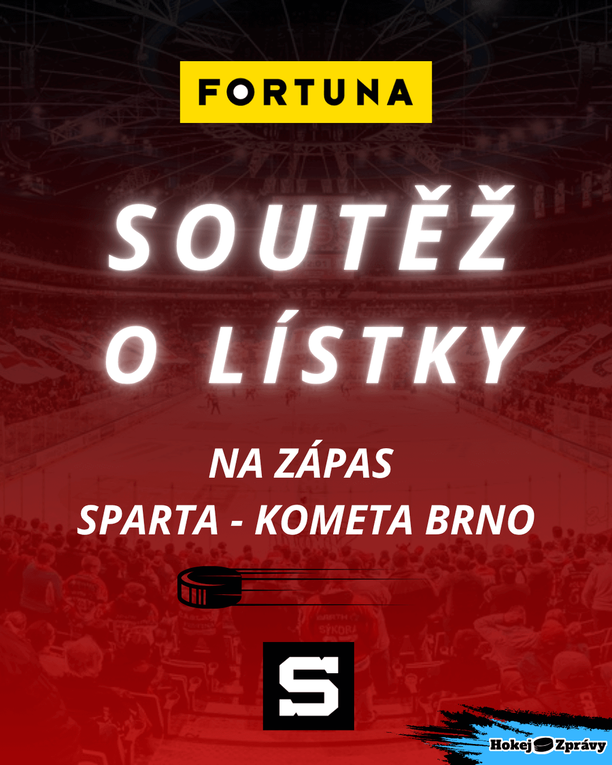 Soutěž s Fortunou o lístky zdarma na hokej Sparta Praha vs. Kometa Brno v extralize