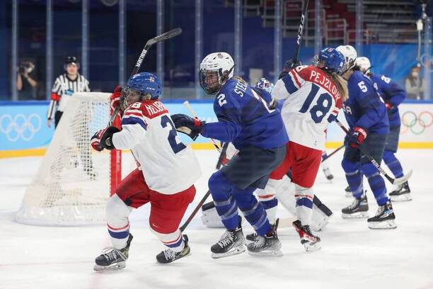 Fotka ze zápasu Česko vs. USA na hokejovém turnaji žen na ZOH 2022