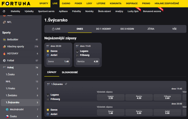 Jak sledovat švýcarskou hokejovou ligu NL živě: online streamy na Fortuna TV