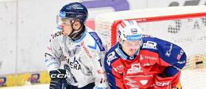 12. kolo ELH 2025/26: Zleva na fotce vítkovický útočník Marek Kalus, obránce Pardubic Daniel Gazda a Roman Will, gólman Dynama