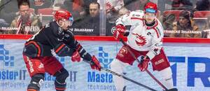 Martin Kohout z Hradce (vlevo) a Andrej Nestrašil z Třince v posledním vzájemném utkání