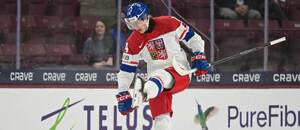 Český juniorský reprezentant Václav Nestrašil slaví gól do sítě Dánska