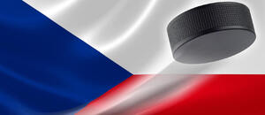 Hokejový puk na české vlajce