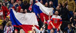 Fanoušci Českého hokeje s vlajkami