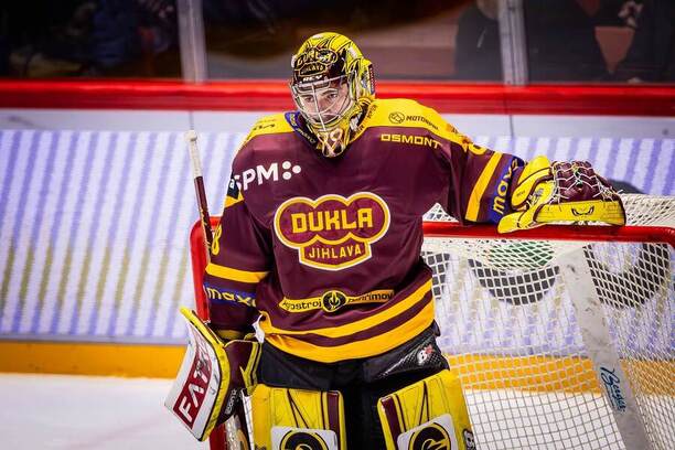 Jihlavský gólman Adam Beran ve střetnutí proti Kolínu