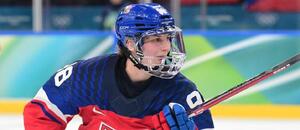 Útočnice české hokejové reprezentace Kristýna Kaltounková na ZOH 2026 v utkání proti Švýcarsku