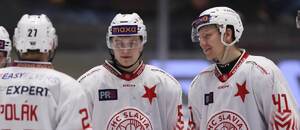 Hokejisté pražské Slavie v utkání Maxa ligy proti Zlínu