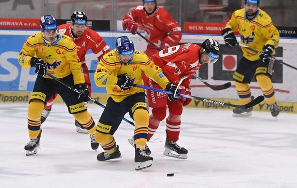 Filip Přikryl, Jan Káňa, Martin Beránek a&nbsp;Lukáš Nahodil v&nbsp;zápase Olomouc – České Budějovice