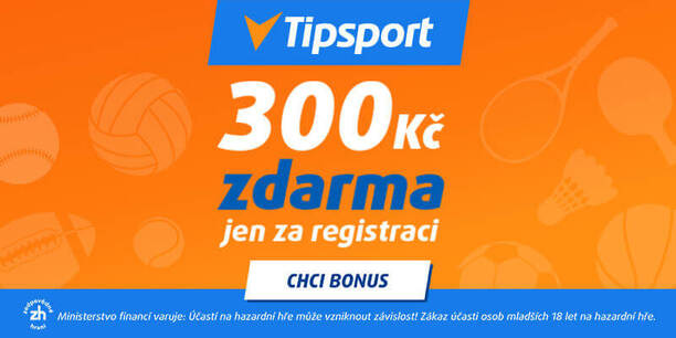 Tipsport bonus za registraci je 300&nbsp;Kč a&nbsp;vstupní bonus až 50&nbsp;000&nbsp;Kč