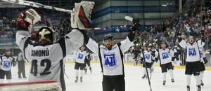 Ilustrační foto z roku 2024, hokejisté Havířova slaví výhru ve finálovém zápase 2. ligy nad Chomutovem