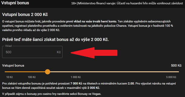 Chance bonus ke vkladu: kalkulačka pro výpočet vstupního bonusu u&nbsp;Chance CZ