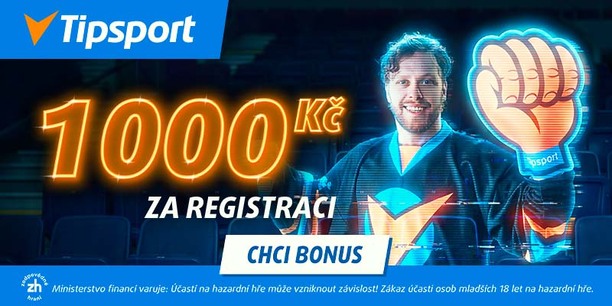 Tipsport bonus 1&nbsp;000&nbsp;Kč zdarma za registraci k&nbsp;MS v&nbsp;hokeji: založ si účet online a&nbsp;získej navýšený bonus Tipsportu