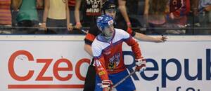 Ilustrační foto, český reprezentant Jan Pospíšil na MS v hokejbale 2017