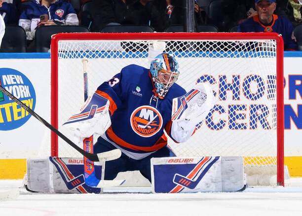 David Rittich v dresu New York Islanders, český brankář v NHL podepsal roční smlouvu s New Jersey Devils
