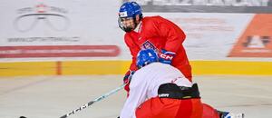 Útočník Petr Hörnig během tréninku české hokejové reprezentace do 18 let před Hlinka Gretzky Cupem 2026.
