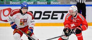 Tomáš Cibulka a Denis Malgin v zápase Beijer Hockey Games 2026