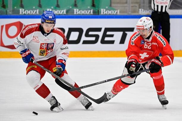 Tomáš Cibulka a&nbsp;Denis Malgin v&nbsp;zápase Beijer Hockey Games 2026