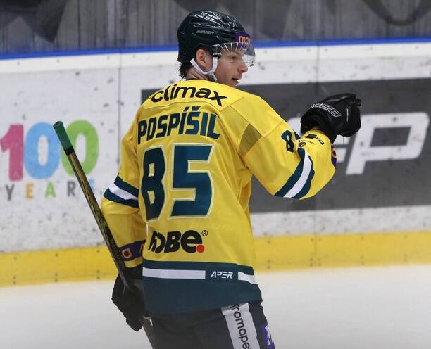 Erik Pospíšil oslavuje gól