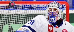 Brankář Jan Růžička ve vítězném zápase Plzně se Skellefteou v Hokejové lize mistrů 2026/2027